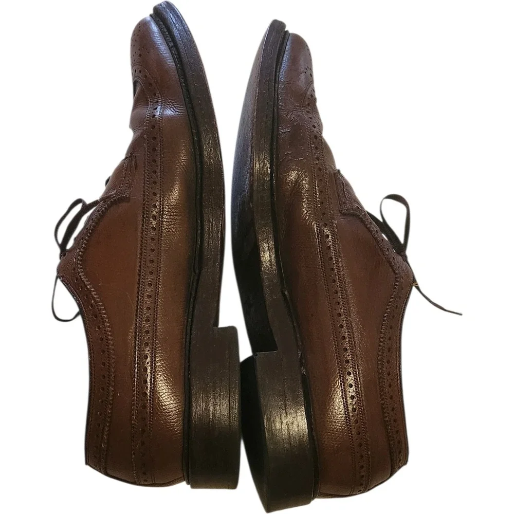 Florsheim Imperial Kenmoor Brown Pebble Grain Longwing Wingtip Shoes Mens 10.5 C